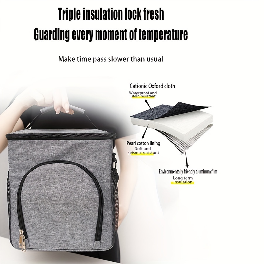 Grey Large Capacity Thickened Reusable Insulation Bag - Temu