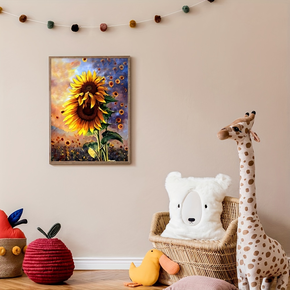 Sunflower Flower Painting on Canvas Kids Wall Art Kids Room Decor