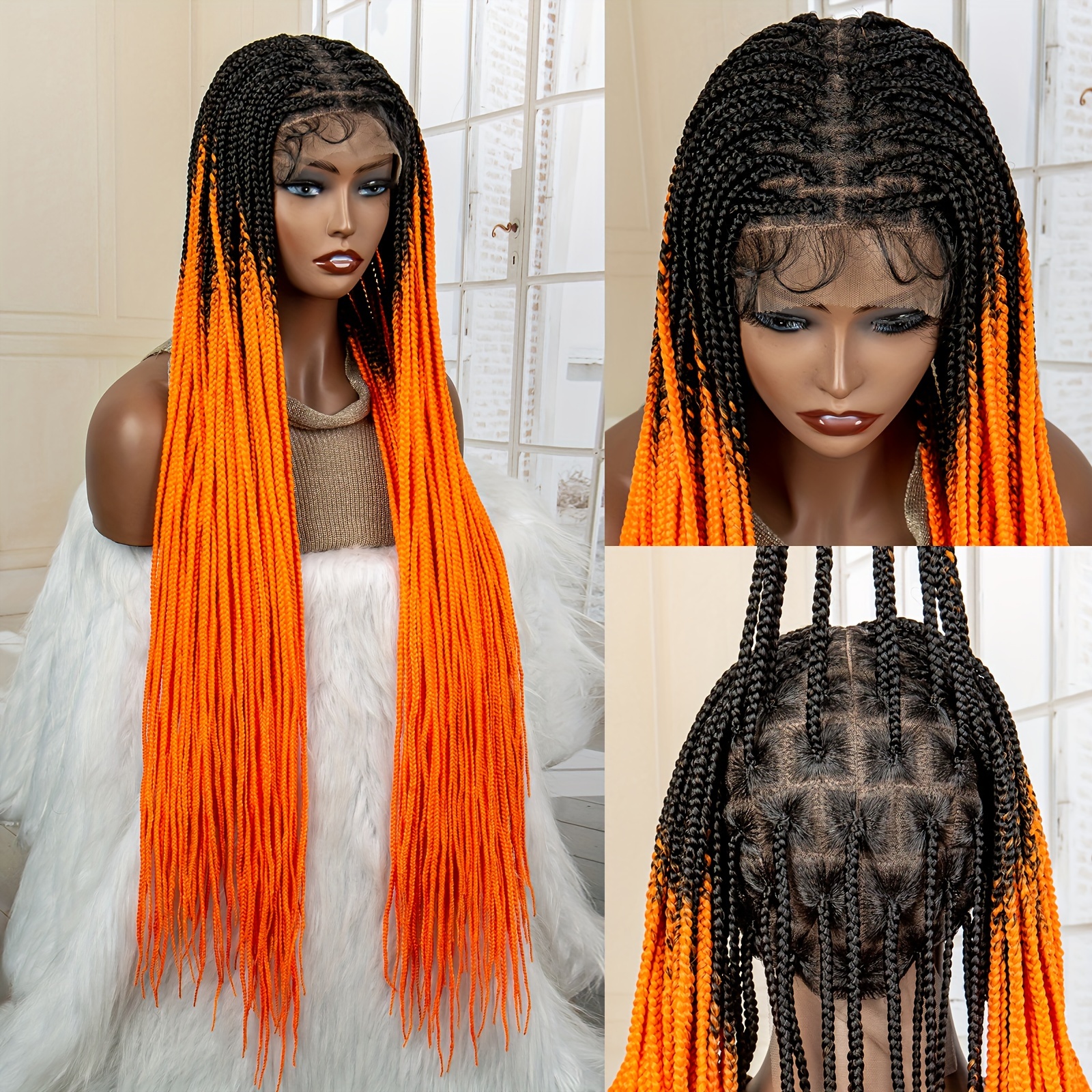 Long Braided Wigs Women Full Lace Cornrow Braids Synthetic - Temu Canada
