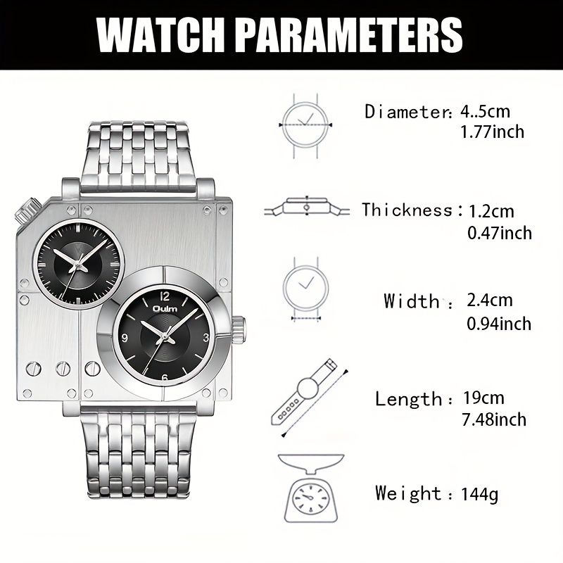 Reloj Pulsera Cuarzo Esfera Grande Informal Hombre Negocios