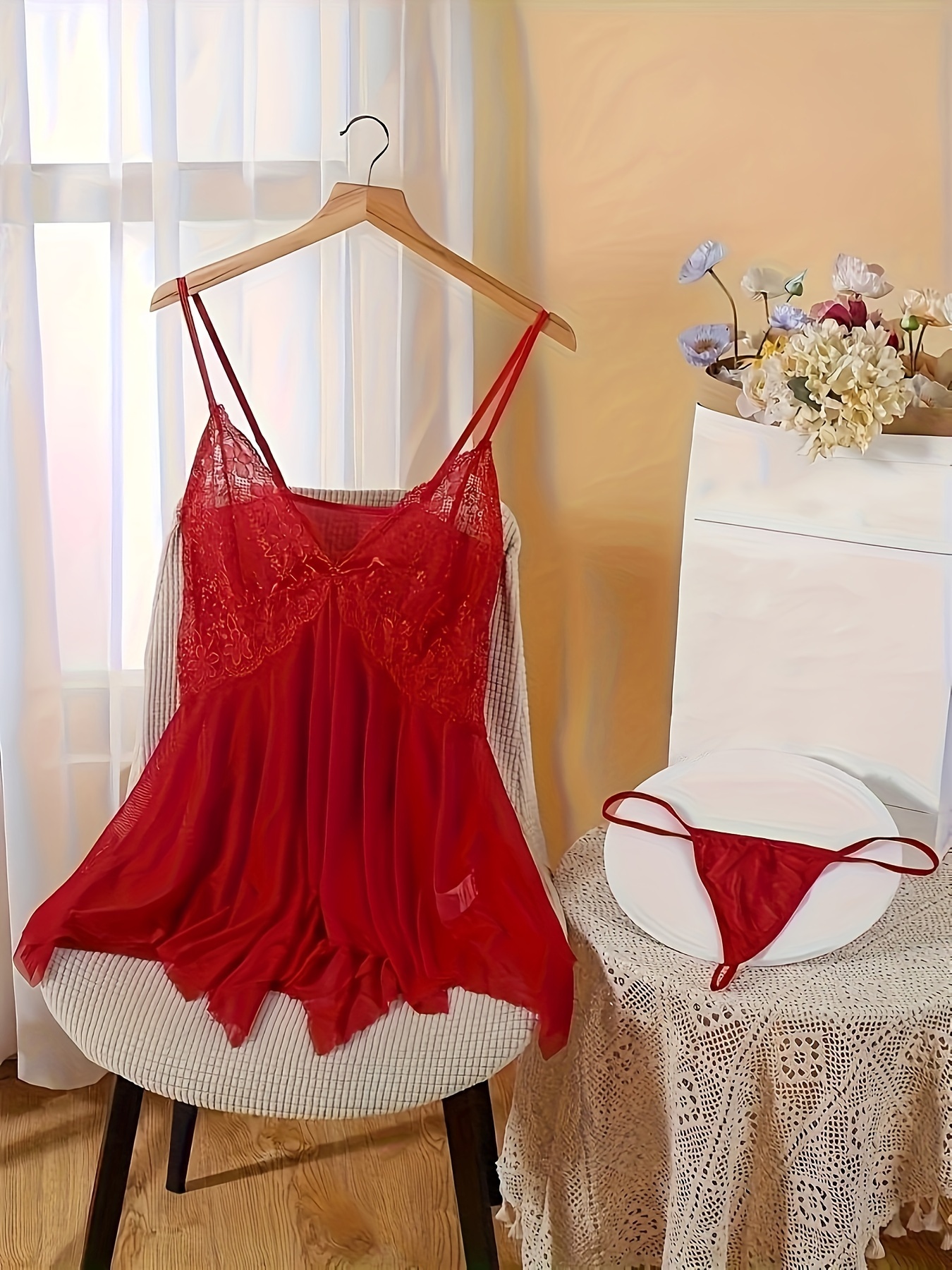 Women's Sexy Sleep Dress Plus Size Colorblock Contrast Lace - Temu
