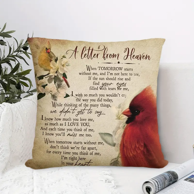 A Letter From Heaven Throw Pillow Covers Northern Cardinal - Temu
