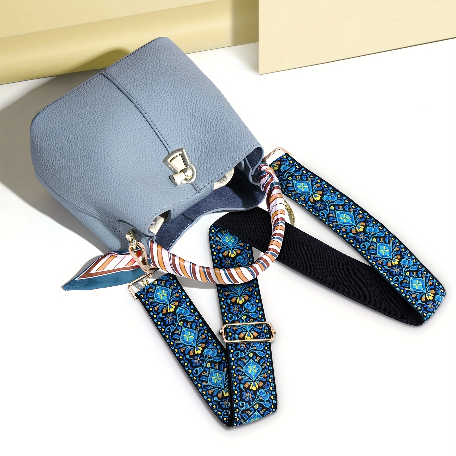 Blue & Gold Purse Strap Replacement For Handbag Bag Crossbody