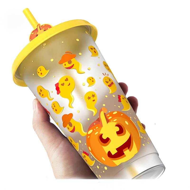 8 Halloween Plastic Reusable Mini Tumblers W/straws 13 oz Party Supplies New