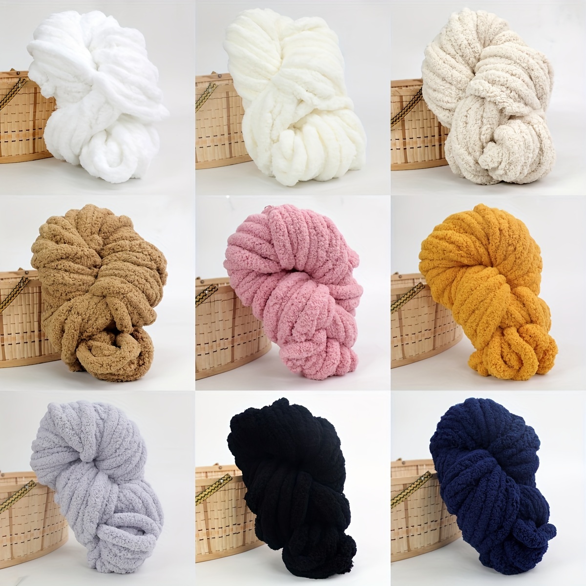 10 Pack Chunky Chenille Yarn Chunky Knit Yarn for Crocheting Soft Thick  Blanket Yarn Jumbo Chenille Yarn for Hand Knitting Crochet DIY Arm Knit  Blankets Throw Mat Rugs Pillow, 5 Colors 