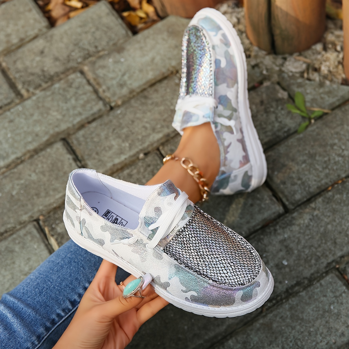 Walking Shoes Womens Sparkle Slip On Sneakers BELOS Women's