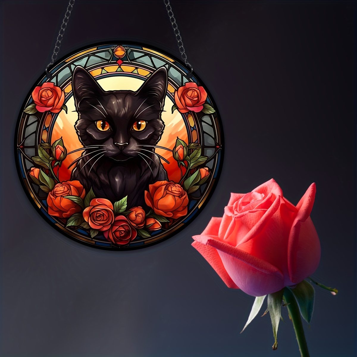 Halloween Black Cat Suncatcher Garden Decor Stained Window - Temu