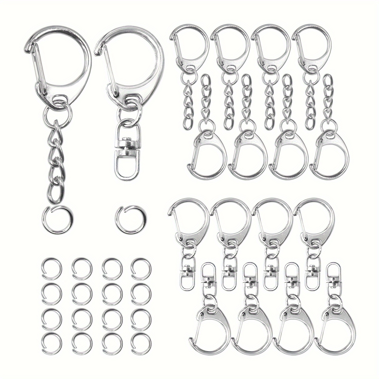 Keychain Accessories Charms DIY Keychains Keyring Rings Metal Hooks  Keyrings Bulk