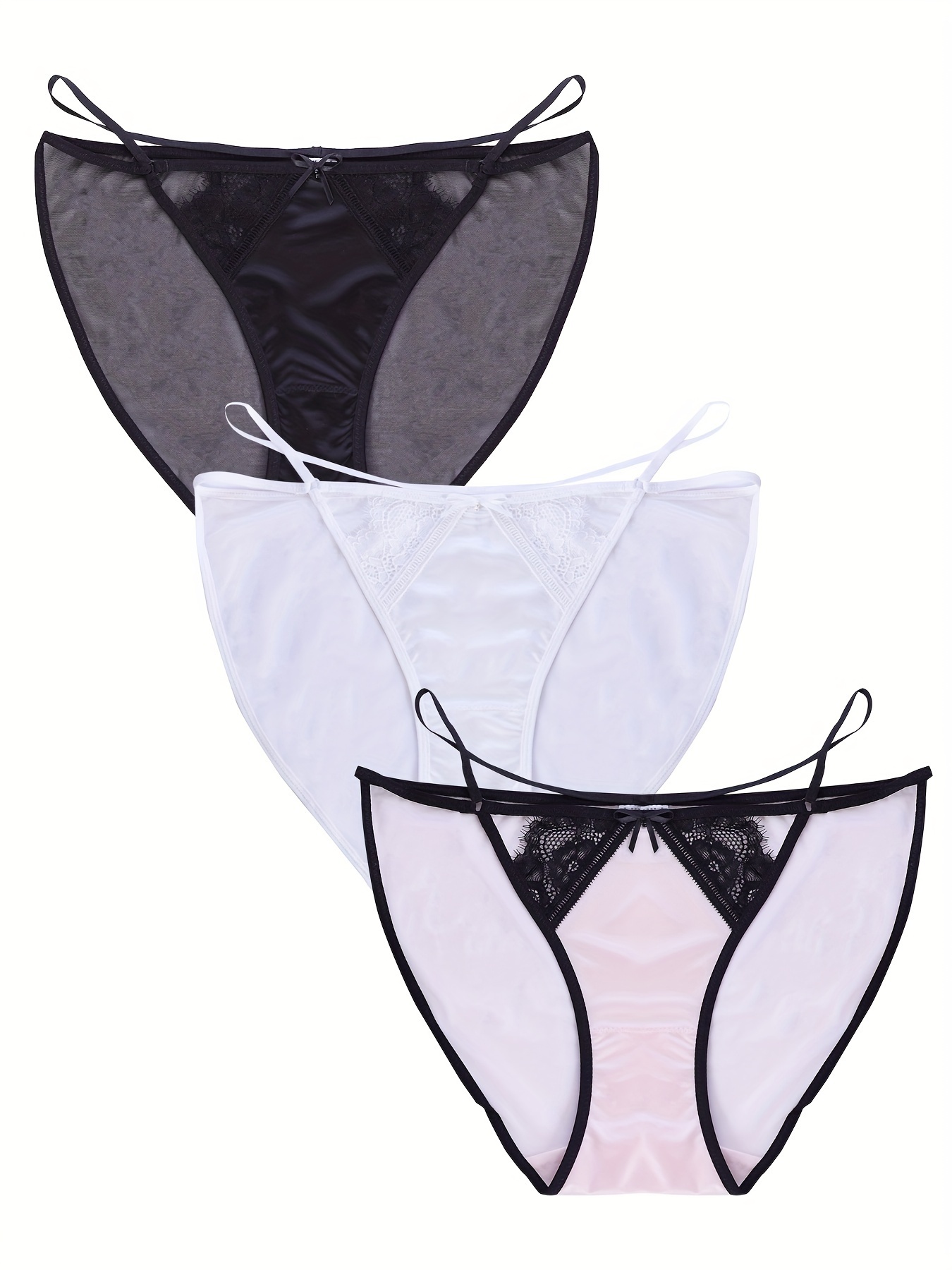 Lace Trim Ribbed Briefs Comfy Breathable Intimates Panties - Temu
