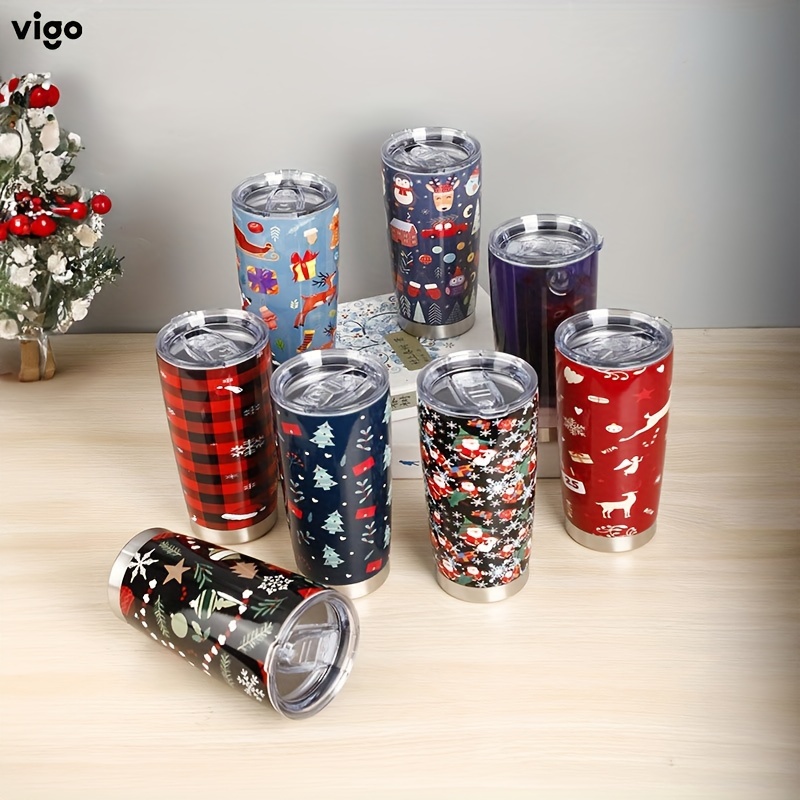 Christmas Tumbler With Lid And Straw Stainless Steel Thermal - Temu