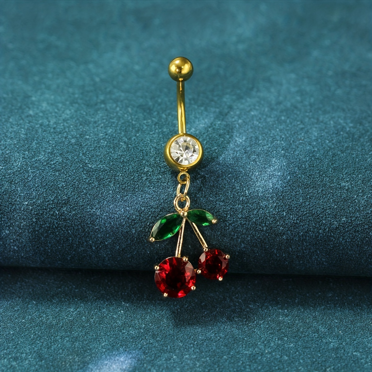 Red Cherry Belly Button Ring Ladies Navel Nail Piercing Jewelry - Temu