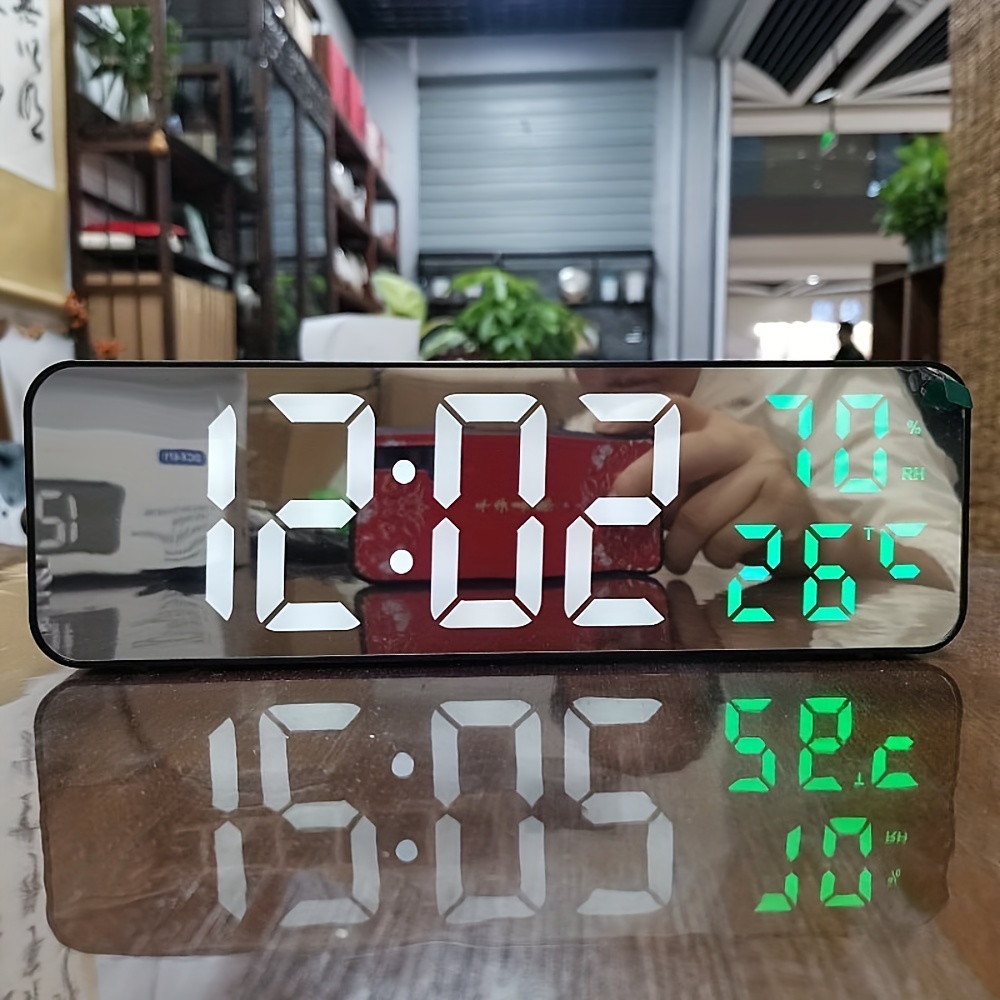 Orologio digitale da parete con numeri in grande formato, temperatura e  data, colore nero - PEARL