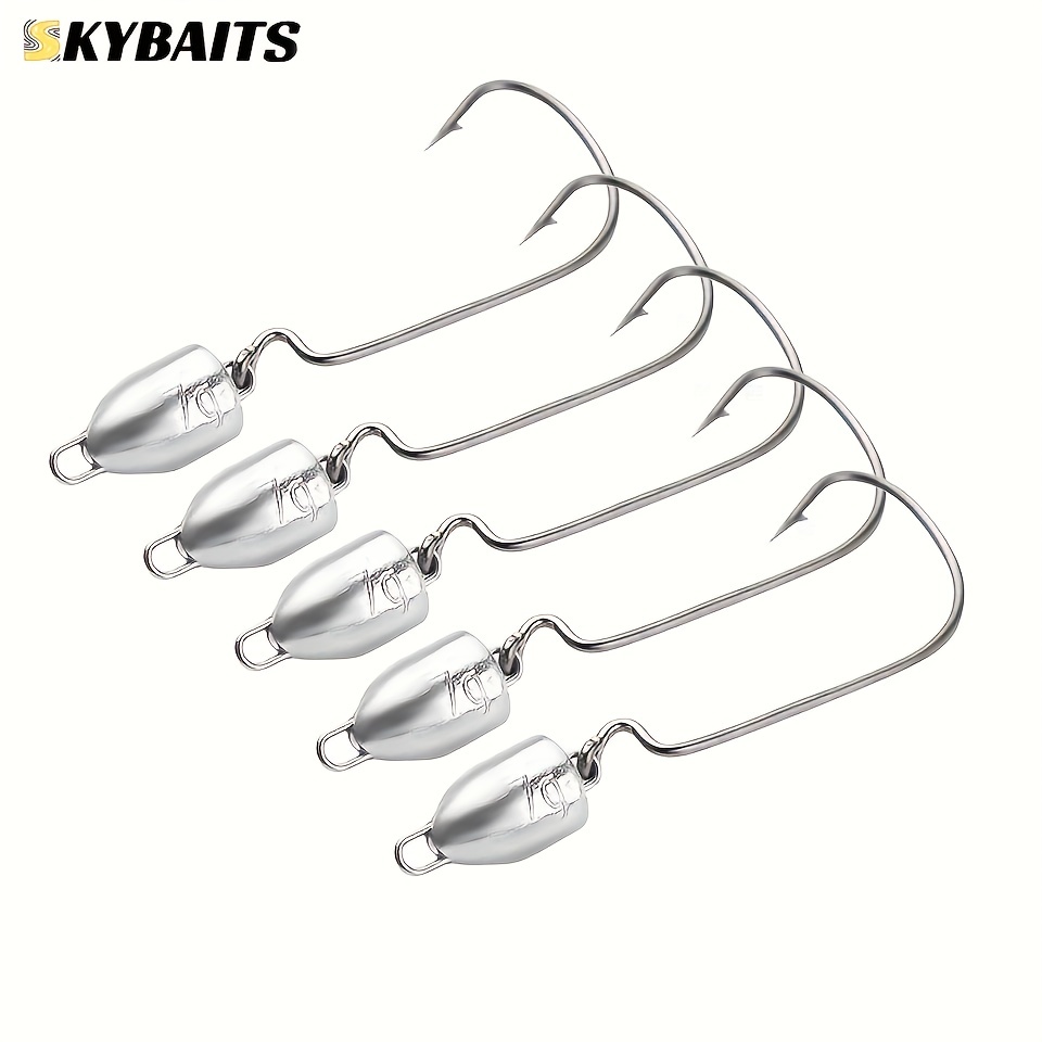 Jigging 5pcs Metal Head Fishing Crank Hooks 5g 7g 10g 14g Bullet