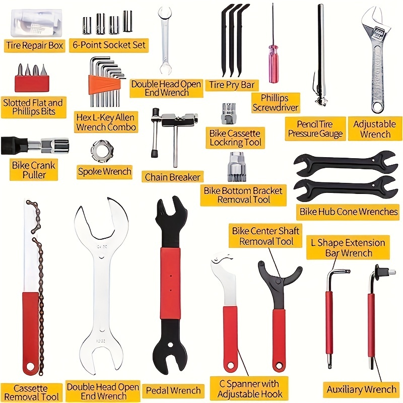 Kit d'outils de réparation de vélo Kit d'outils multiples de vélo 11-en-1  pour ensemble de réparation d'entretien - axGear