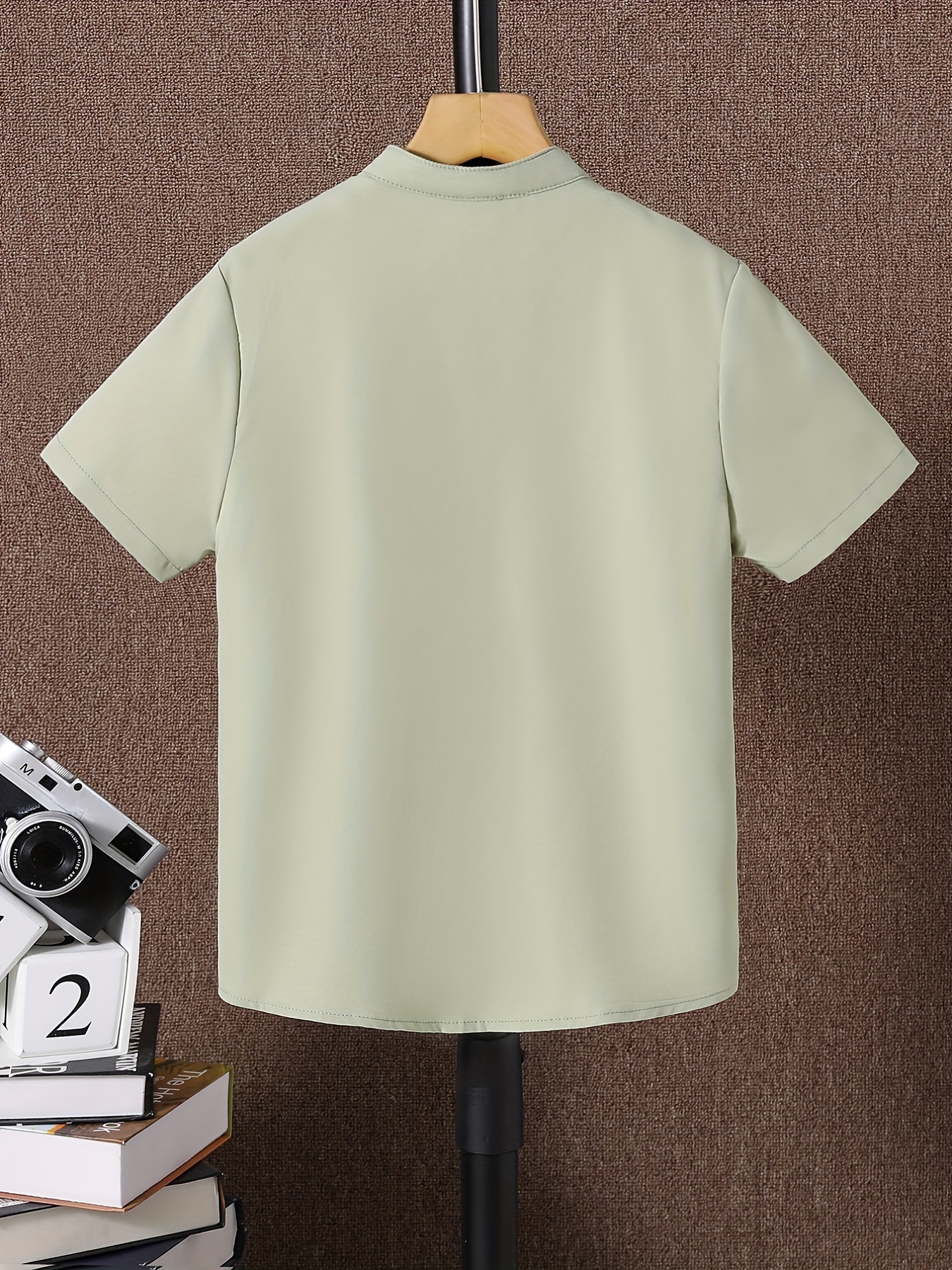Solid Short Sleeve Button Up Shirt for Big Boys