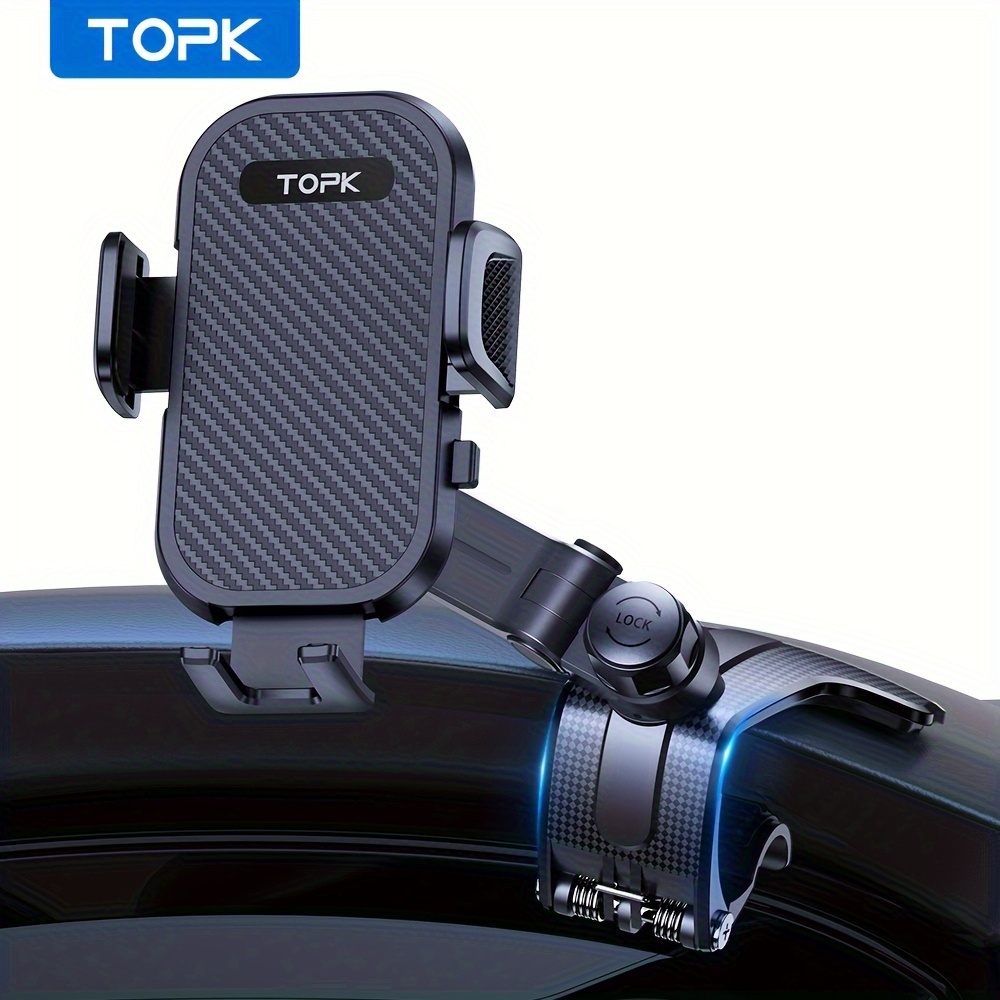 

Topk D42-j Phone Car Holder Mount For Dashboard, 360 Degree Adjustable Cell Car Phone Holder With Anti-slip Silicone Clip For All Smartphone