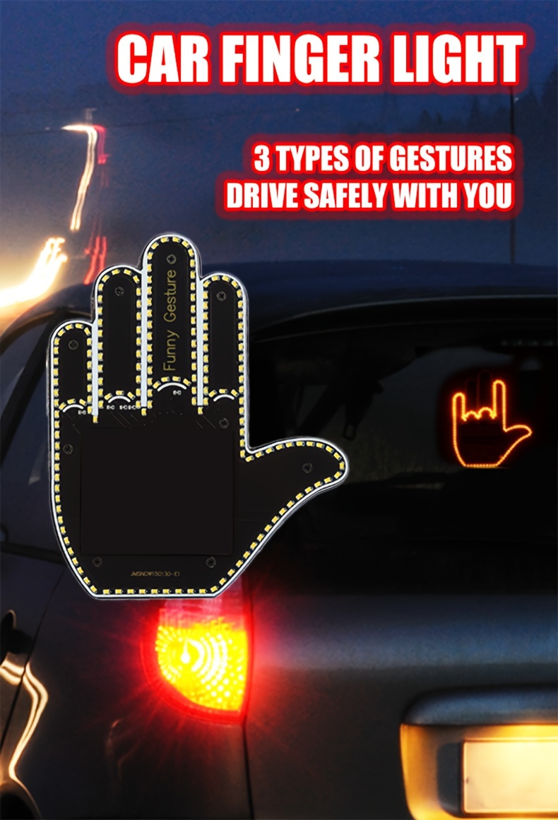 LED Car Middle Finger Light Decorative Lights Sign Language Lamp