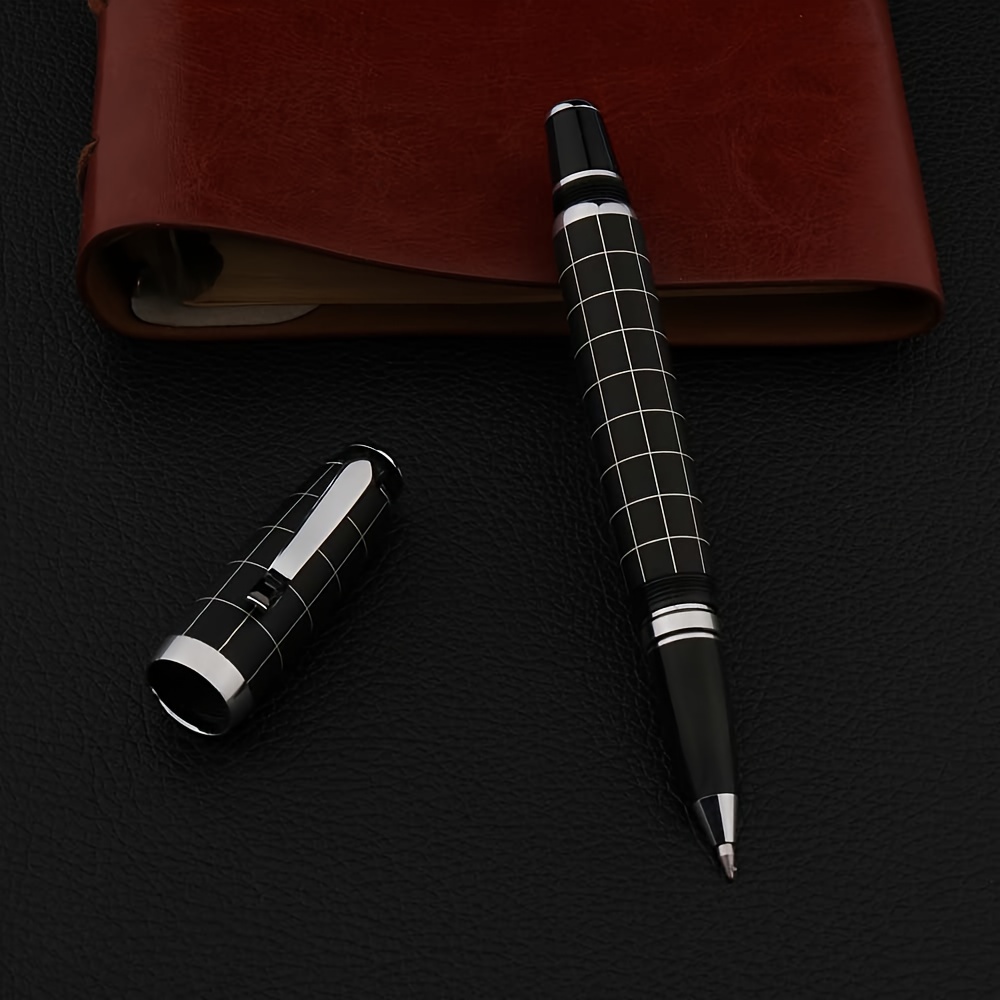 Image of 1pc Metal Ballpoint Pen Frosted Pen Grid Gel Pen Stationery Office Learning Supplies Writing Gift Pen