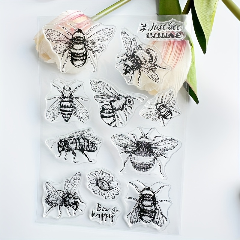 

Bee Insect Series Clear Stamp, Clear Silicone Stamp For Card Making Decoration And Diy Scrapbooking Easter Gift
