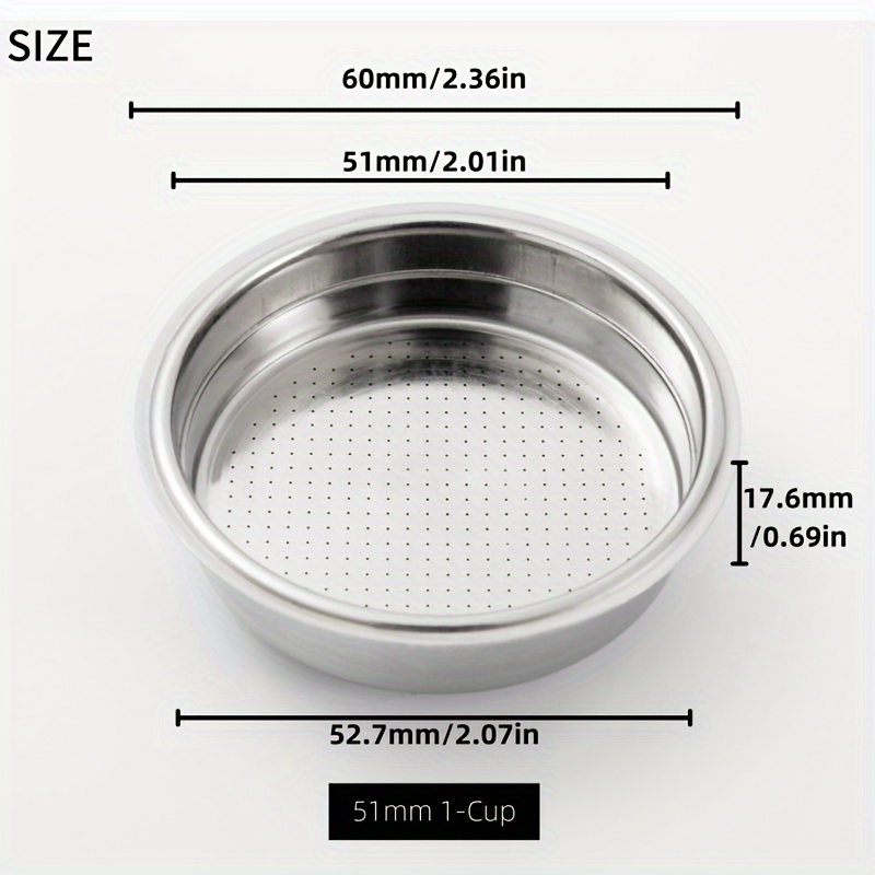  Cesta de filtro de café de acero inoxidable, taza de 2.008 in  de una sola capa no presurizada filtro filtro cesta filtro apto para  DeLonghi : Hogar y Cocina
