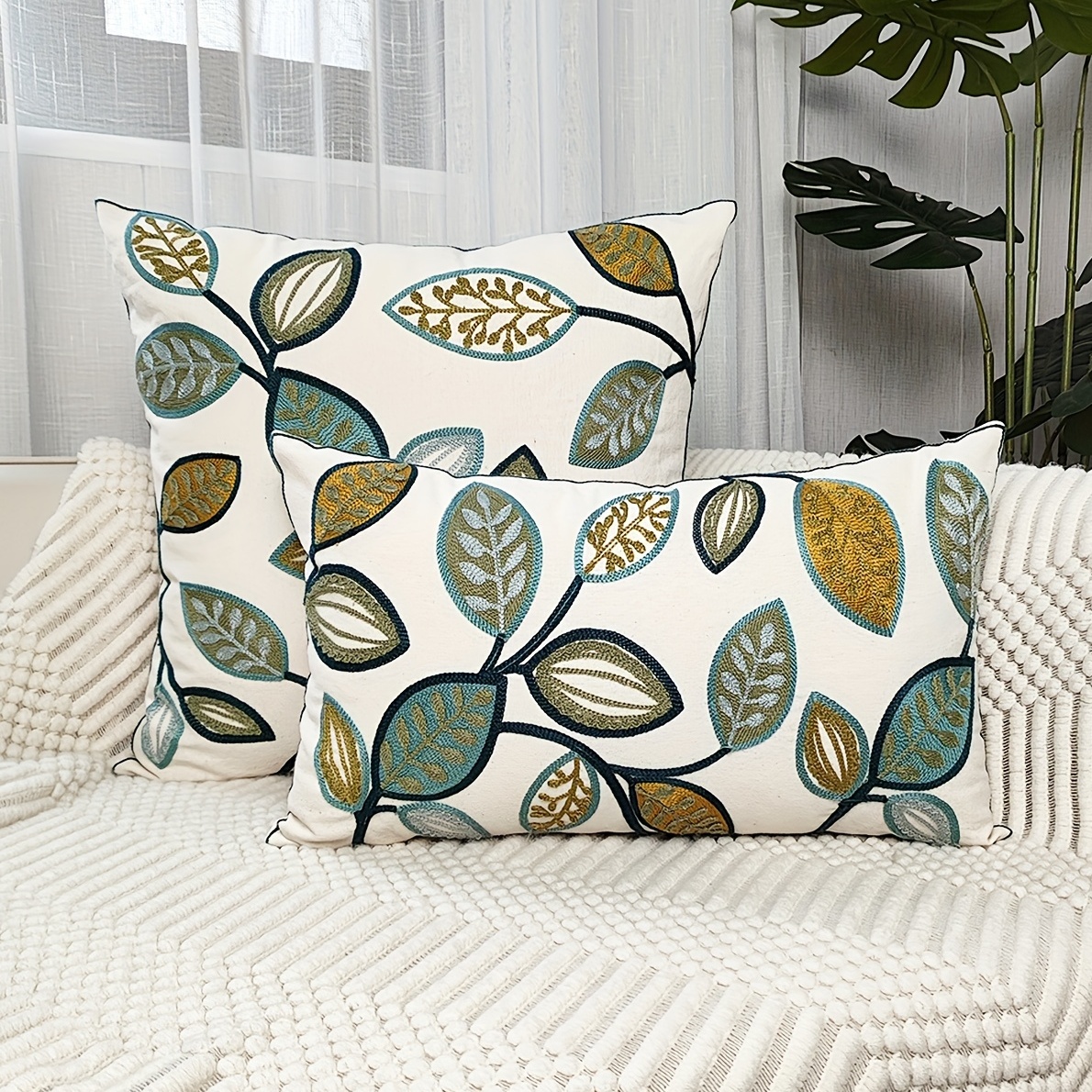 La decorazione domestica della fodera per cuscino del divano della federa  di lino della foglia del