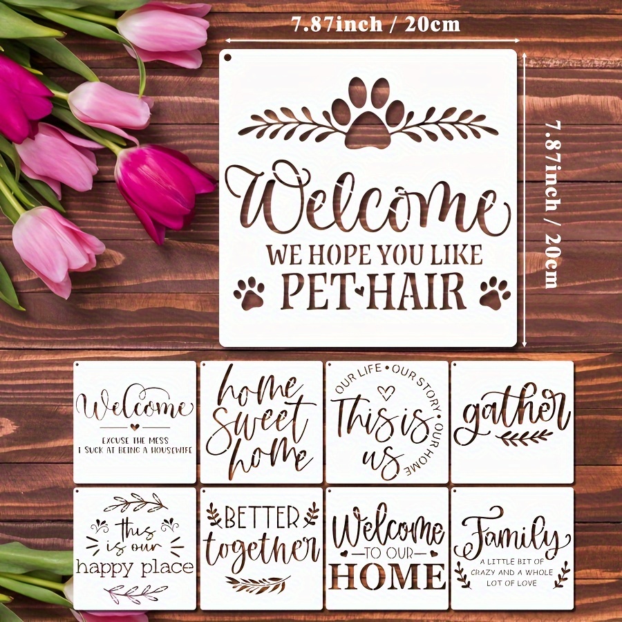 Welcome stencil/ reusable stencil/7mil Mylar/ farmhouse stencil/plastic  stencil/wall stencil/diy wood sign/rustic sign