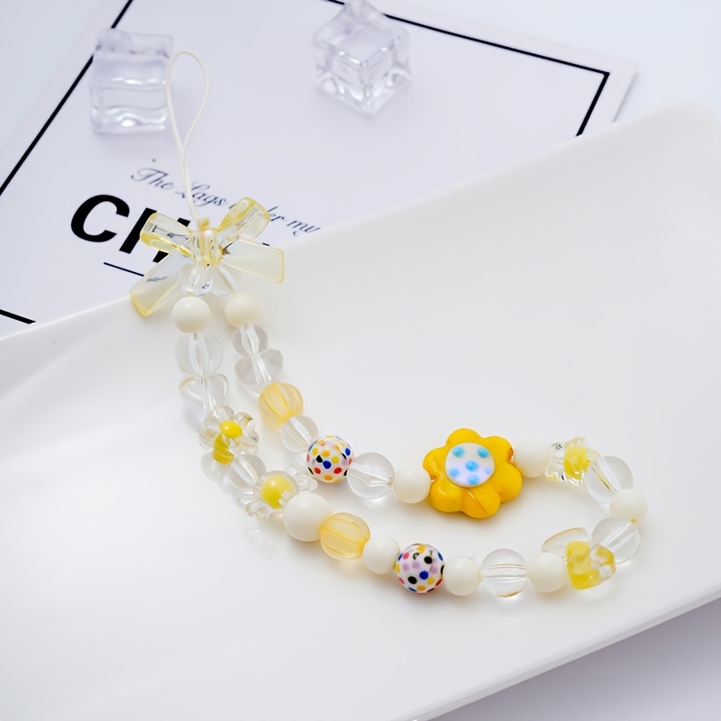 Yellow and White Acrylic Bead Bracelet