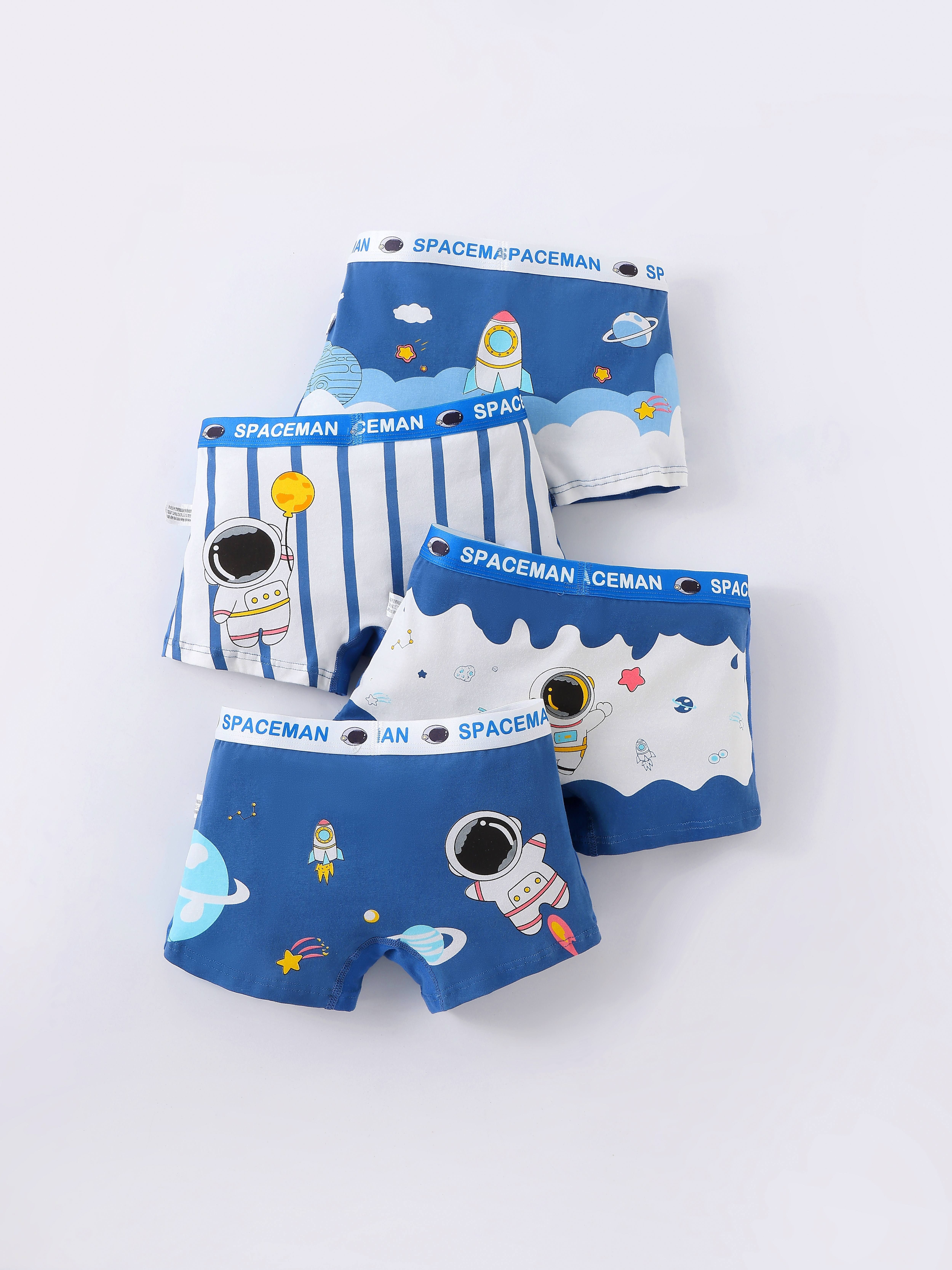 Cute Astronaut Print Boys Pure Cotton Boxer Briefs - Temu