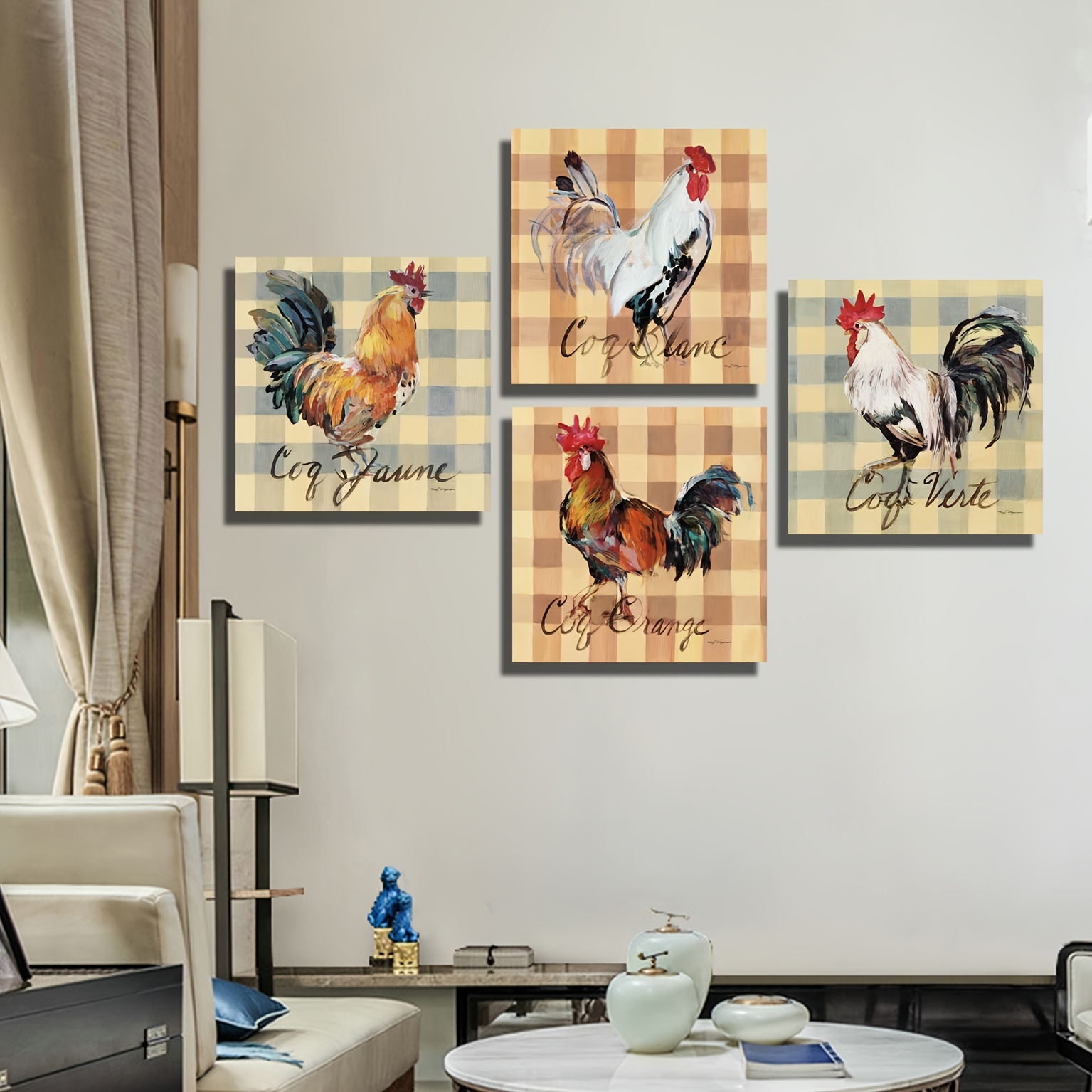 Unframed Decorative Paintings Rooster Portraits Wall - Temu