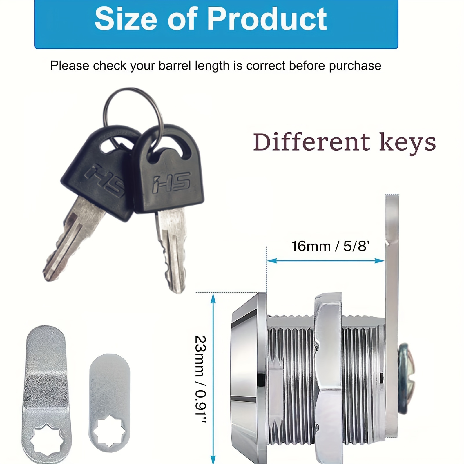 16/20/25/30mm Cylinder Cam Key Locks Tool Box File Cabinet Desk Drawer W/  Keys