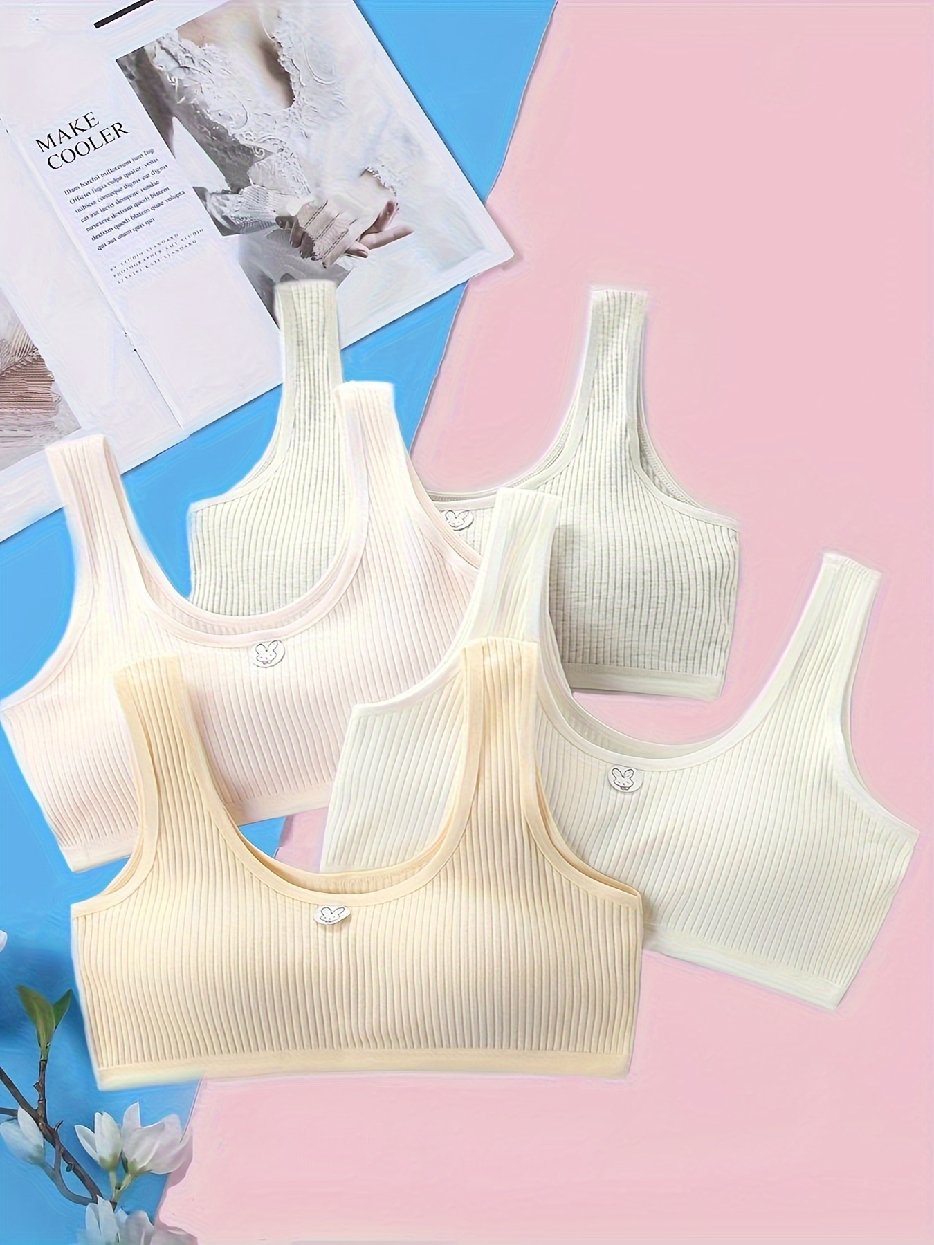 Girl Training Bra with Removable Sponge Pad Fashion Letters 8-16Y Teenage  Double-layer Cotton Sport Bralette Kids Girls Underwire Free Soft Puberty  Underwear