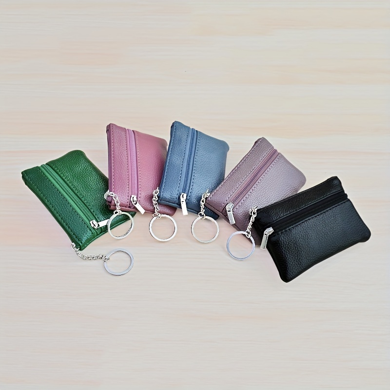 PU Leather Small Wallet Card Key Holder Zipper Coin Purse Clutch