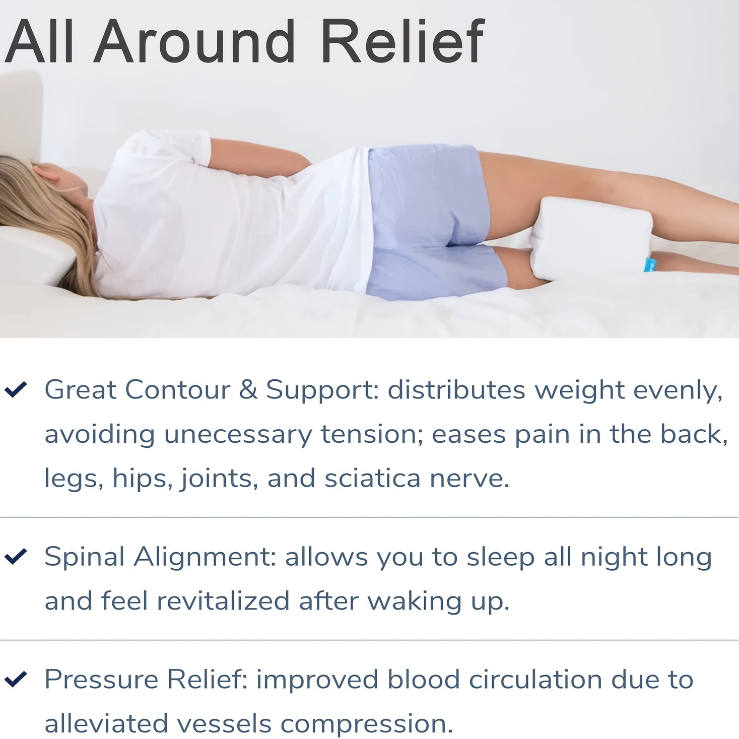Leg Pillow For Sleeping, Side Sleeper Cushion Support Knee Pillows For Back  Pain Relief, Pregnant And Side Sleepers