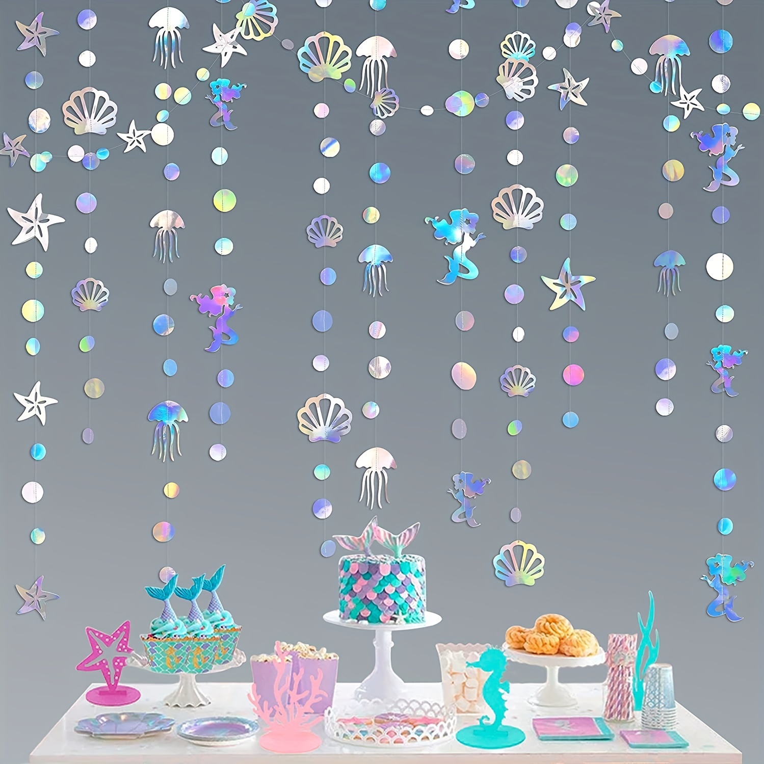 Little Mermaid Party Decoration Paper Blue Bubble Garlands Transparent  Hanging Bubbles Streamer Banner Backdrop Ocean Sea Beach Pool Side Girls  Birthday Party Supplies, Don't Miss Great Deals