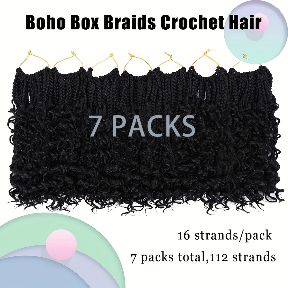  Goddess Box Braids Crochet Hair 10 Inch Bohemian Box Braids  Crochet Hair with Curly Ends Boho 3X Synthetic Crochet Braiding Hair for  Women (8 pack, 1b#) : Beauty & Personal Care