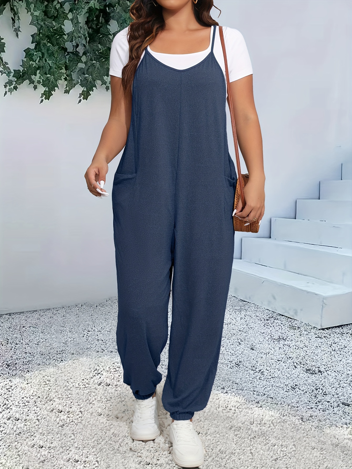 Plus Loose Cami Jumpsuit with Dual Pockets