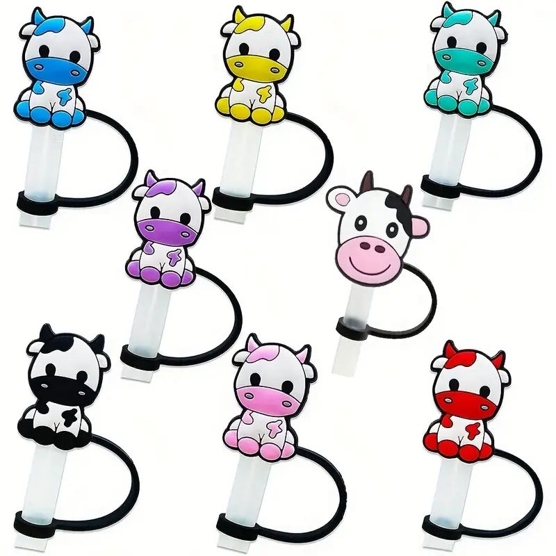 Cow Drinking Straw Covers , Farm Animal Reusable Portable Drinking Straw  Tips Lids, Straw Toppers For Tumblers, Dust Proof Plugs Protector - Temu
