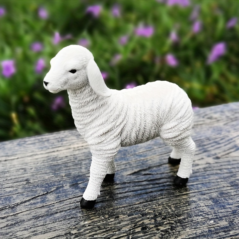 Resin Figurine White Lamb Ornament Landscape Decor Fairy Garden Figurine  Decoration for Home Balcony Bedroom Outdoor Statues 3 Lambs