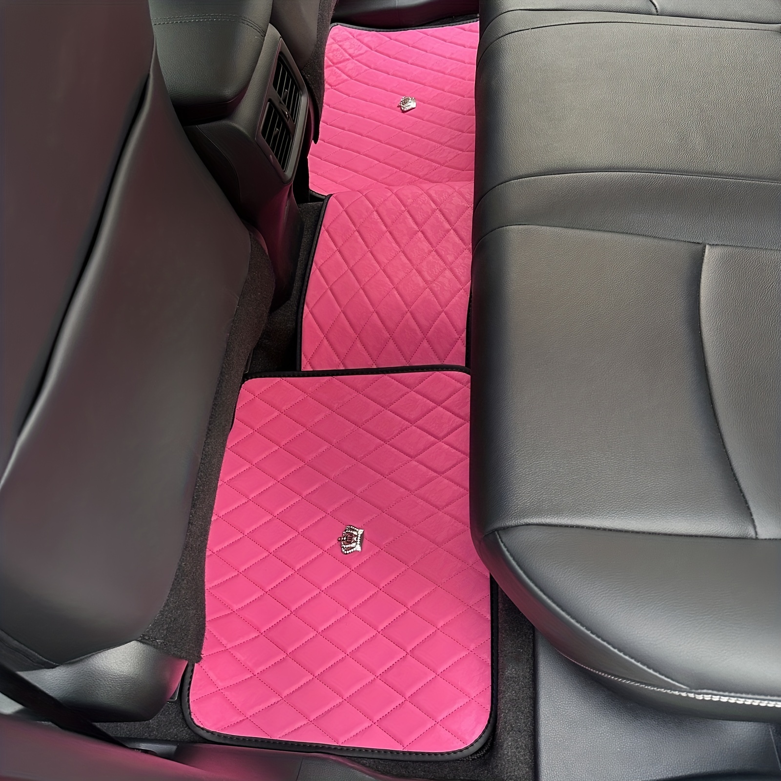 Pink Butterfly Design Car Floor Mats, 4 Piece Set Custom Auto Accessories