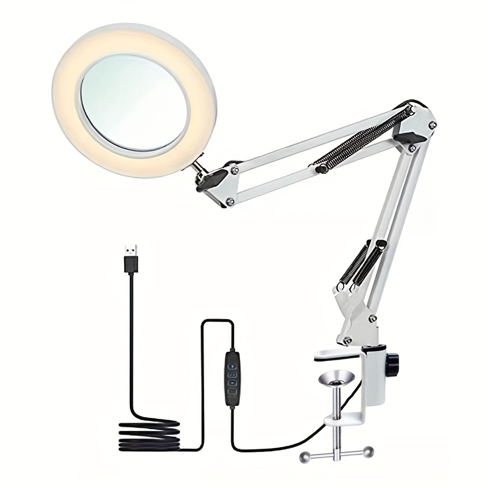 8X Magnifying Glass Desk Light Magnifier LED Reading Lamp With