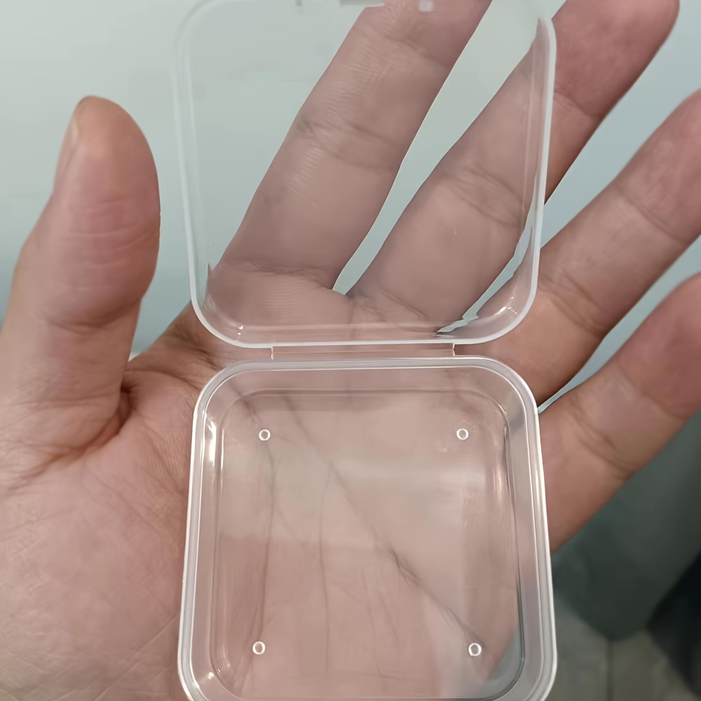 6pcs Transparent Plastic Square Box, 4.5cm/1.77inch, Clear Storage Case  With Hinged Cover, Small Beads Storage Container, Mini Storage Organizer  For Diy Crafts Jewelry Small Items