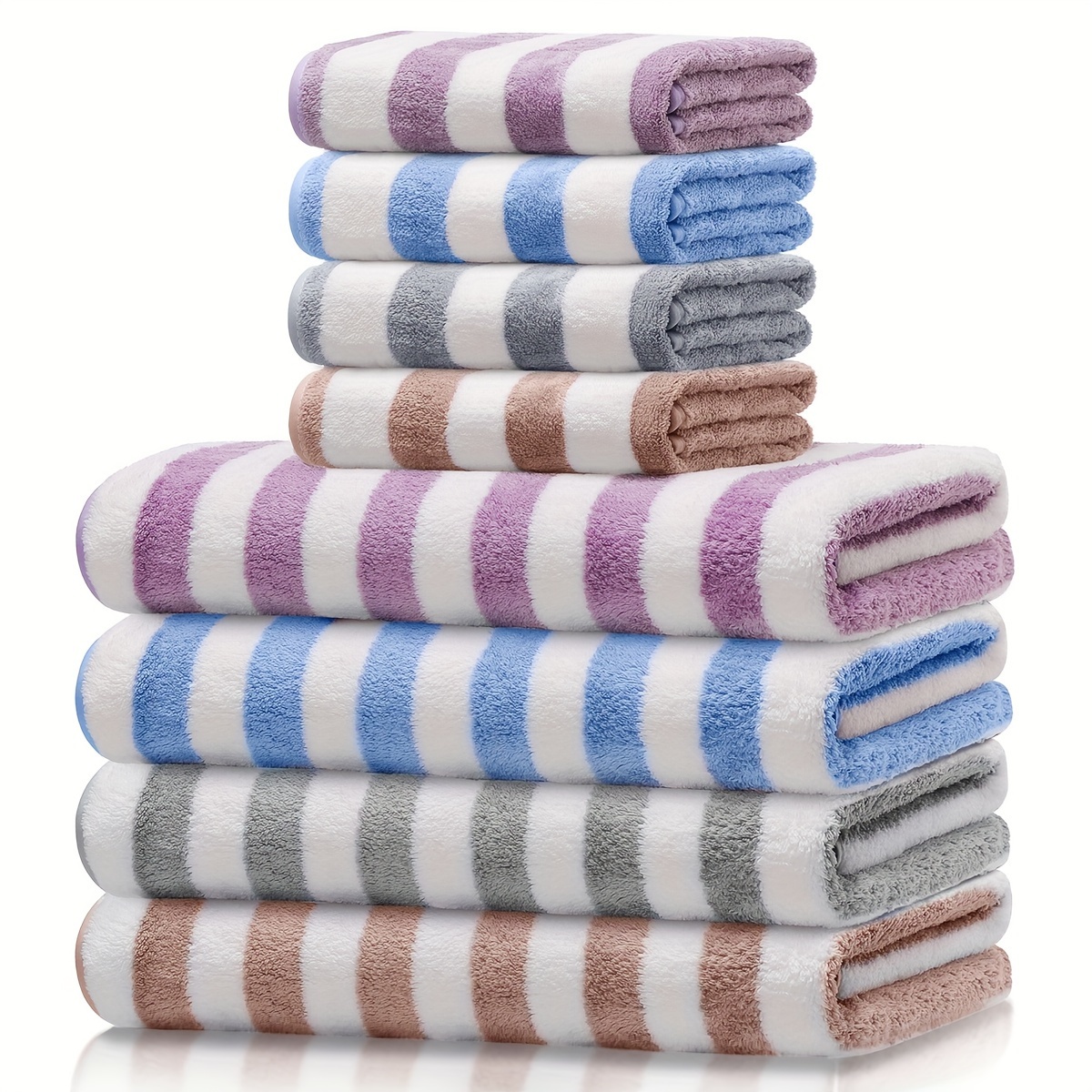 Striped Towel Set, Bath Towels And Hand Towels, 4 Colors Microfiber Towel  For Shower Pool Beach Bathroom, Super Absorbent Soft Quick Dry Pool Towel,  Lightweight Plush Towel, Bathroom Accessories - Temu United
