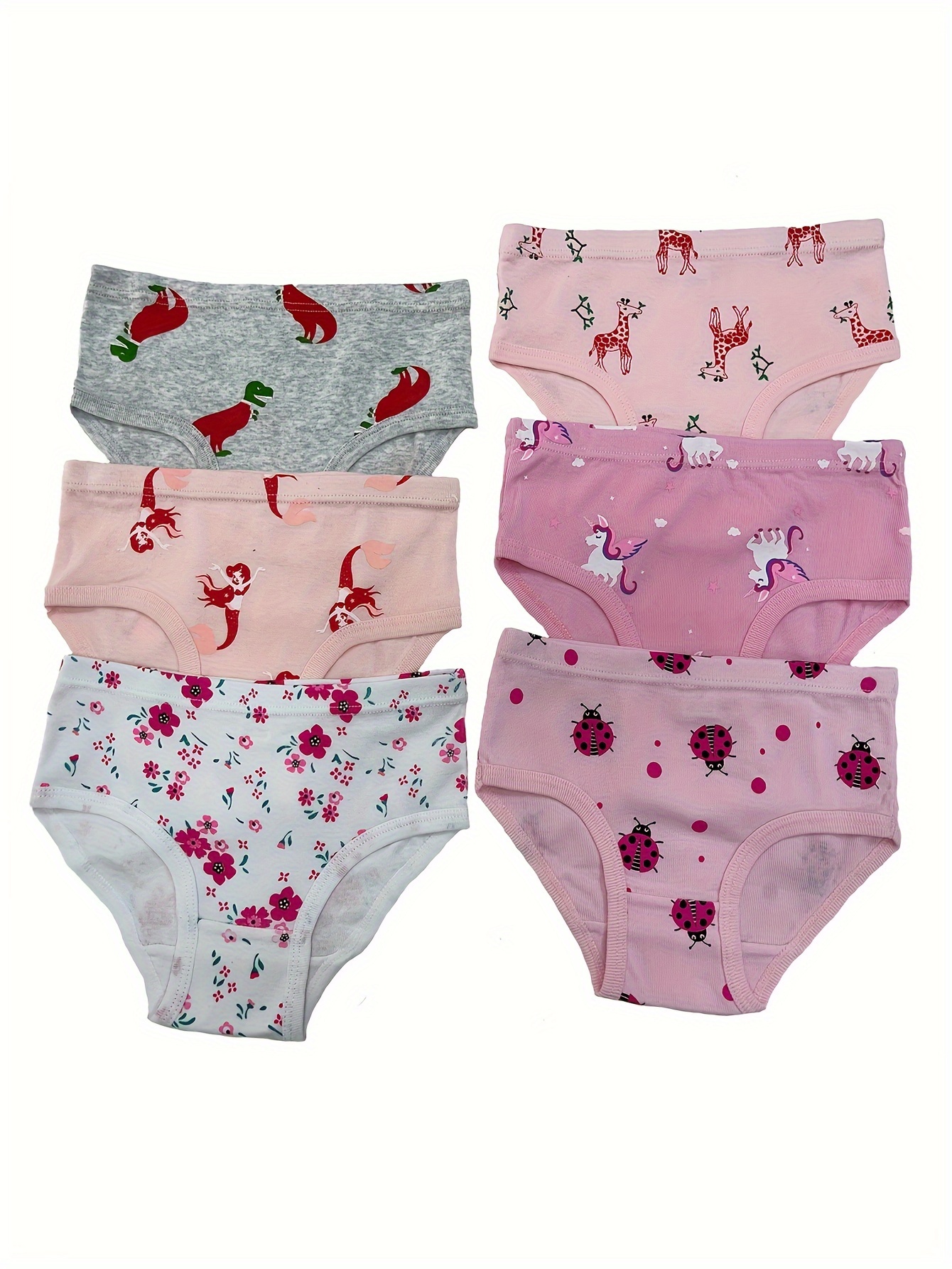 6PCS Toddler Little Girls Cotton Underwear Briefs Kids Panties 2T