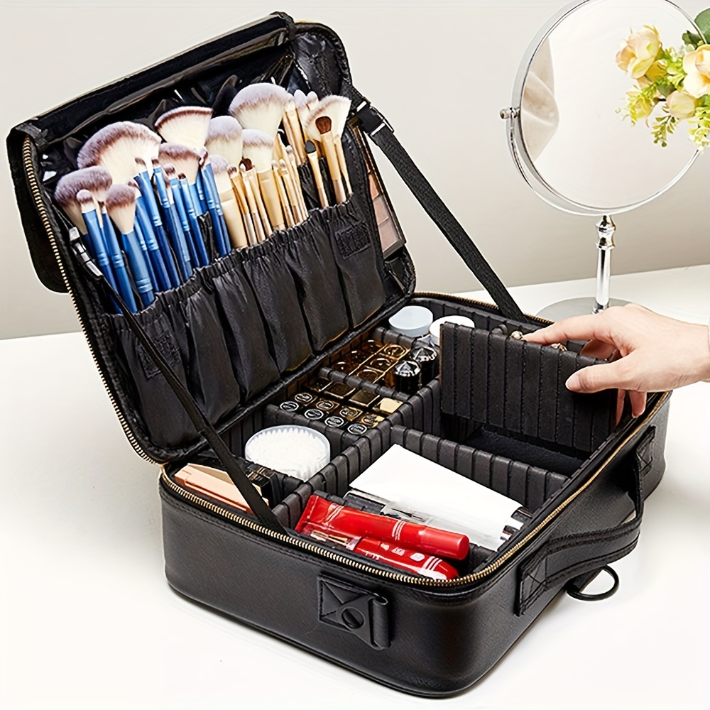 Estuche De Tren Professional Para Maquillaje Brochas Organizador Caja Con  Espejo