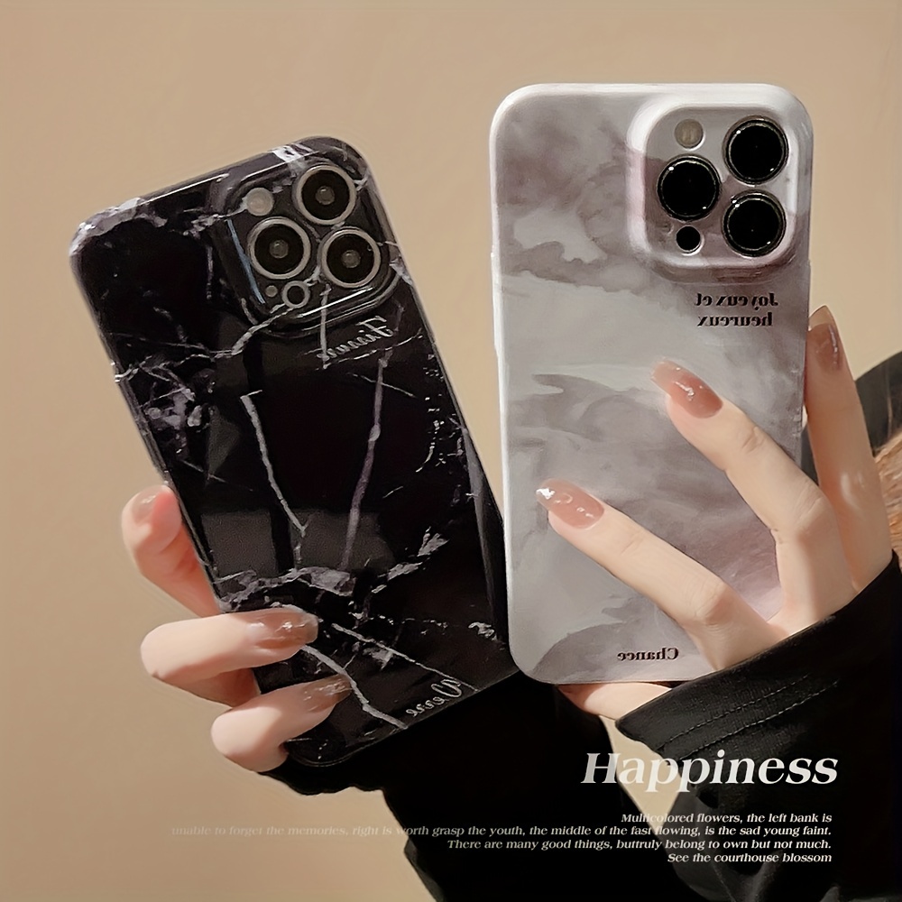 2pcs Funda Teléfono Transparente Patrón Piedra Negra Iphone - Temu