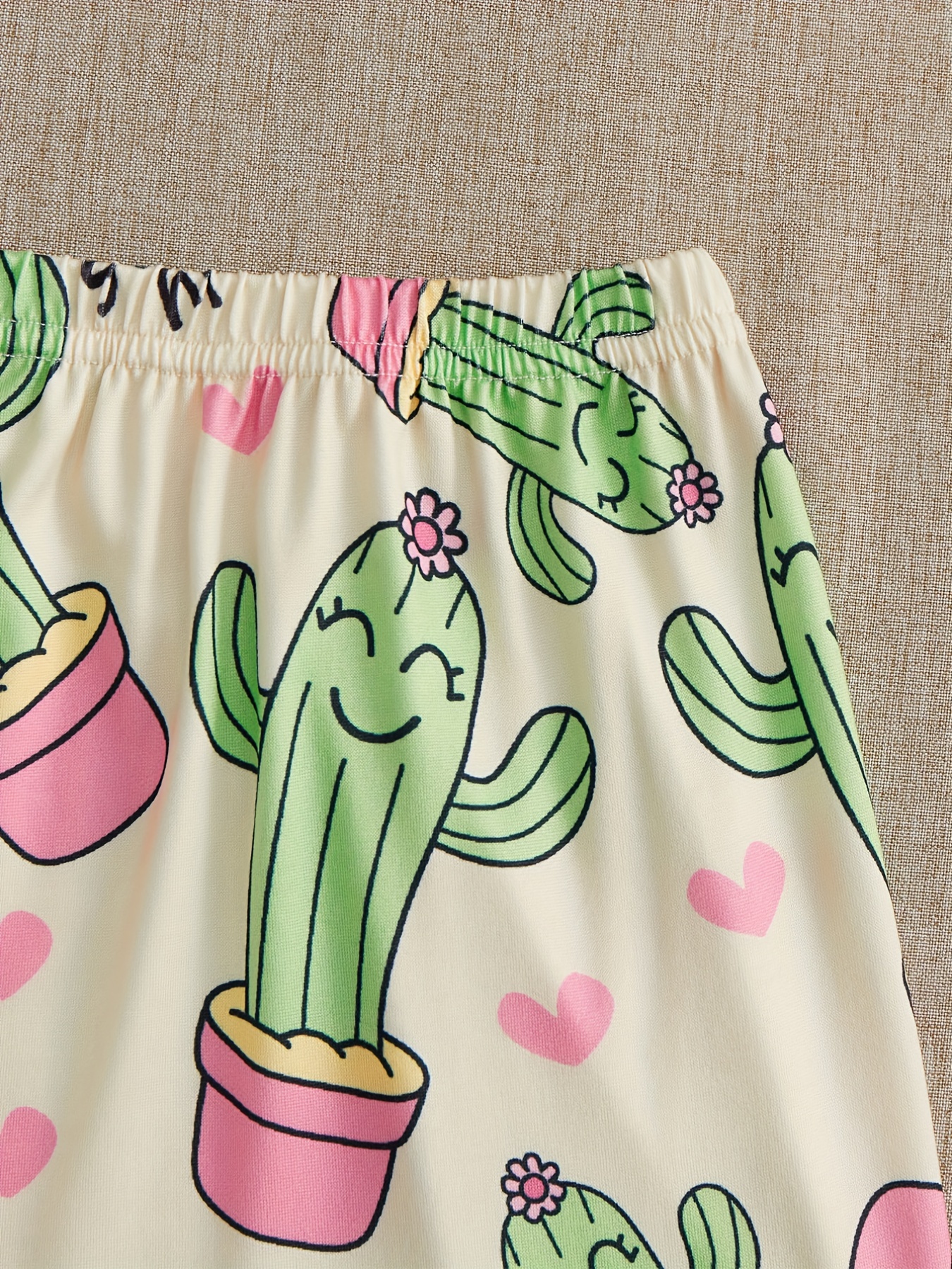 Cactus Print Pajama Set Short Sleeve T-shirt & Shorts