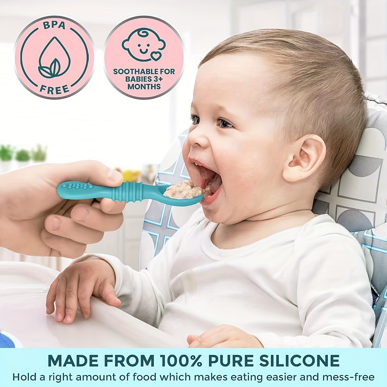 Set Pappa Per Bambini, Posate In Silicone, Cucchiaio Morbido A Doppia Testa  Per Integratori Alimentari, Set Di Posate Per Alimentazione Per Lo