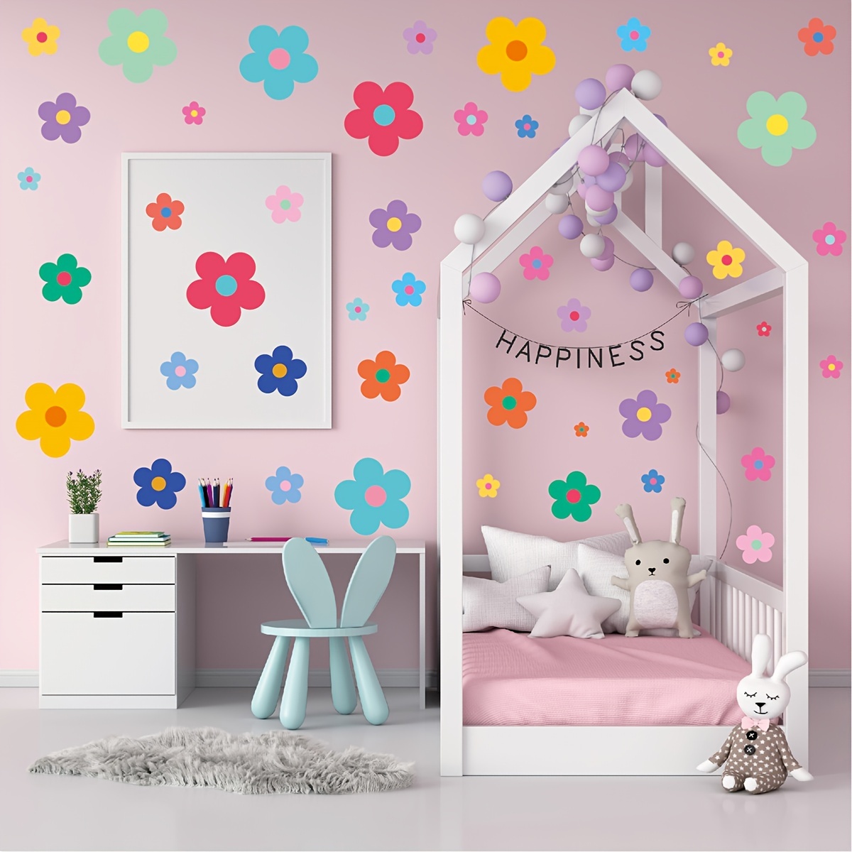 24pcs Colorful Small Flowers Wall Stickers Self Adhesive Wall ...