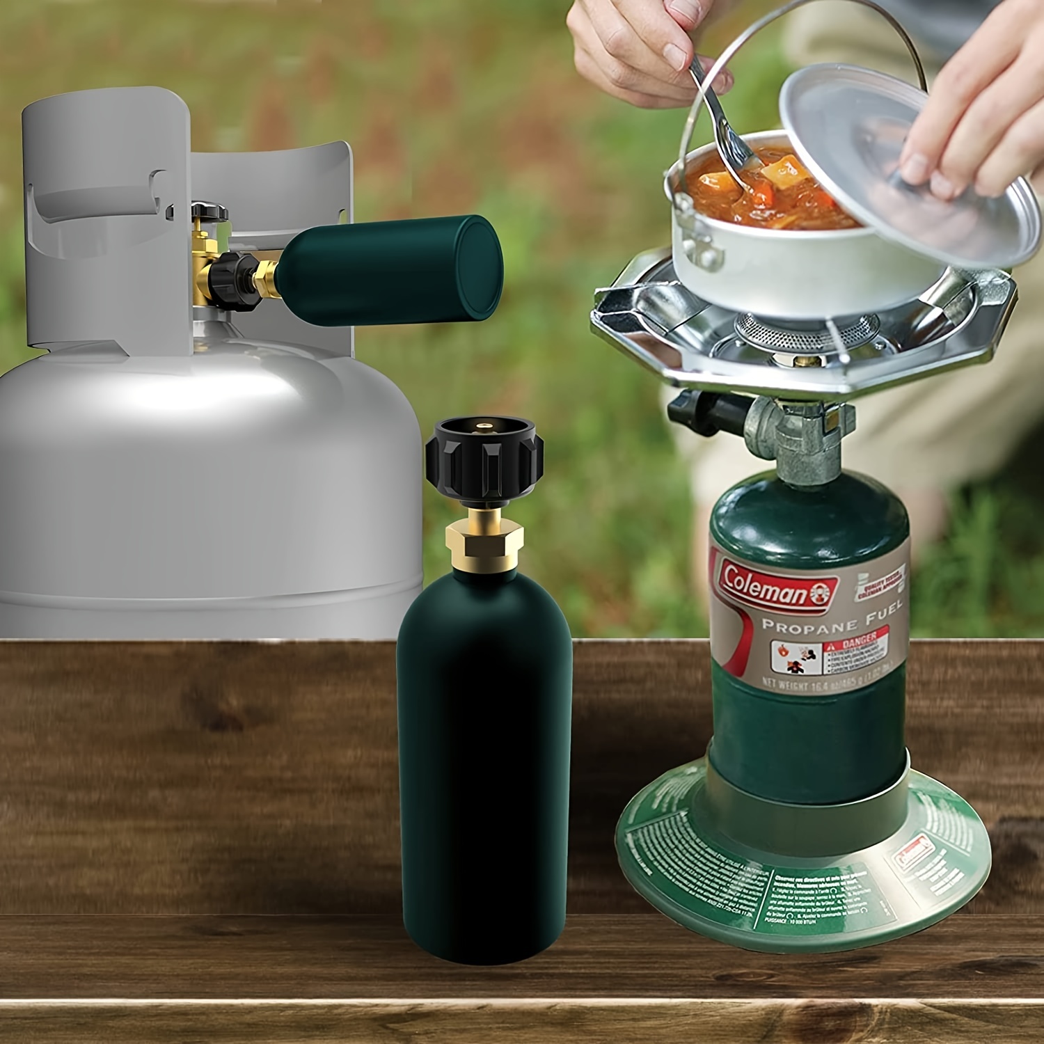MaxAwe Adaptateur de recharge propane pour cuisinière de camping en plein  air, cylindre plat GPL, coupleur de conversion de gaz, adaptateur de