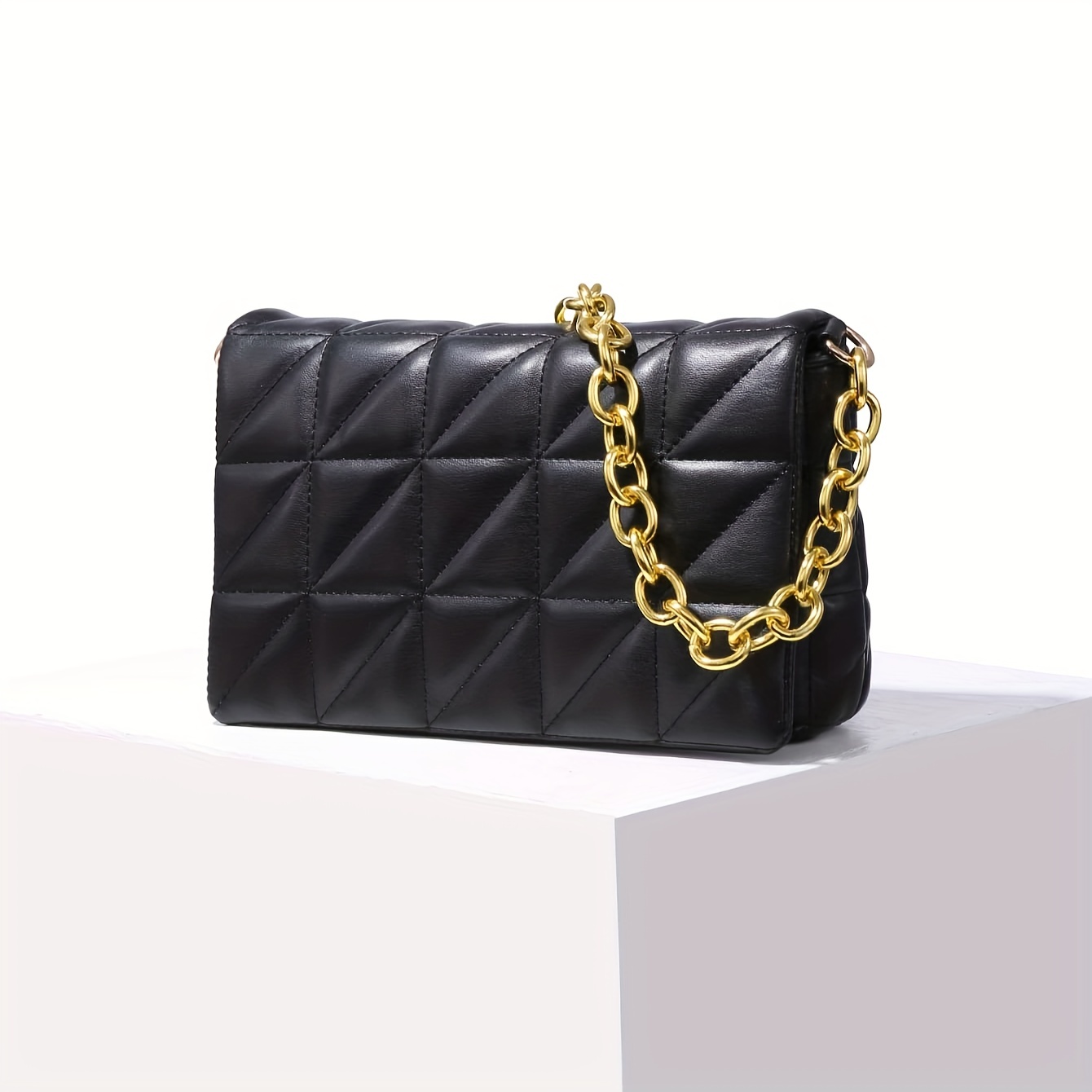 Trendy Ruched Underarm Bag, Thick Chain Shoulder Bag, Women's Pu Leather  Cloud Purse - Temu